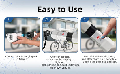 EVqiaoyi Type2 to Schuko Socket EV Adapter Type2 to 220V Converter Male Discharging Plug for IEC 62196-2 Charging Stations