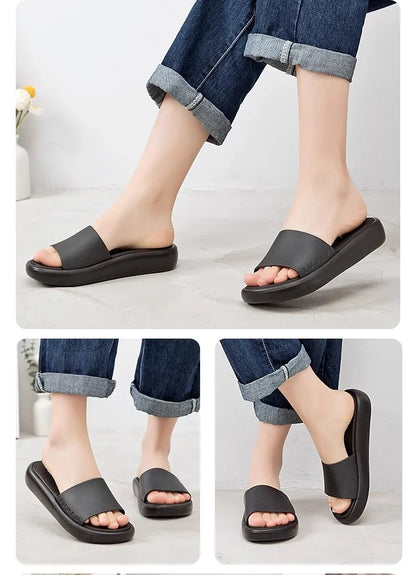 LUOFU Ladies Slippers Anti-Slip Soft Sole Fashionable Thick Bottom Women's Slip-On Shoes Comfortable Home Footwear