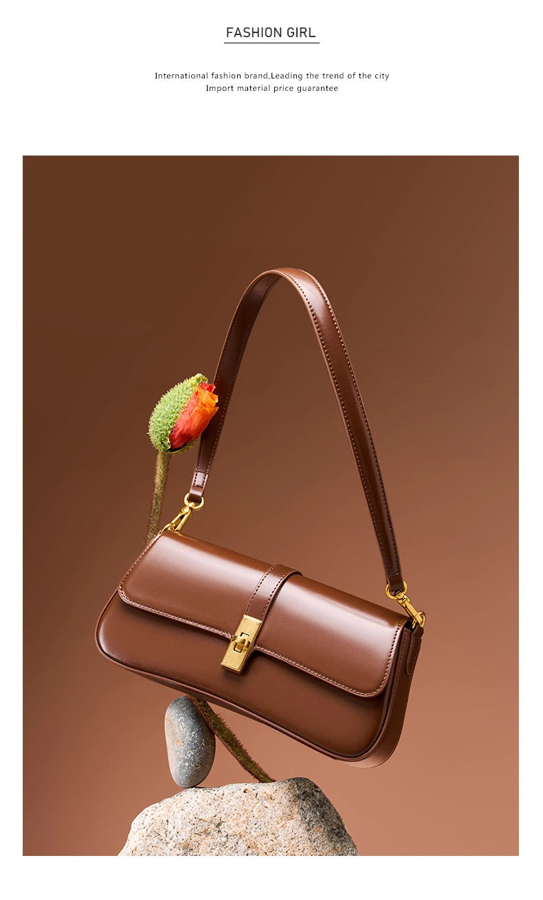Toptrends Elegant Genuine Leather Underarm Shoulder Bags For Women 2025 Luxury Designer Crossbody Purses Saddle Ladies Handbags