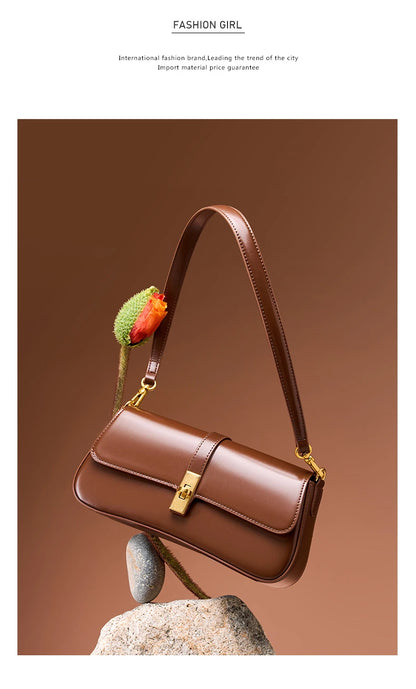 Toptrends Elegant Genuine Leather Underarm Shoulder Bags For Women 2025 Luxury Designer Crossbody Purses Saddle Ladies Handbags