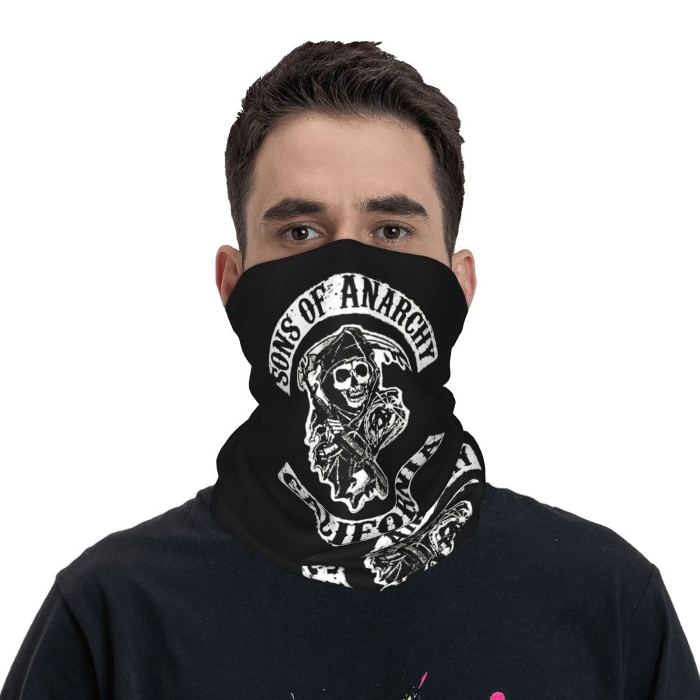 Custom 1 Percenter Essential Sons Bandana Neck Gaiter for Ski Camping Men Women Wrap Scarf TV Show Anarchy Headband Warmer
