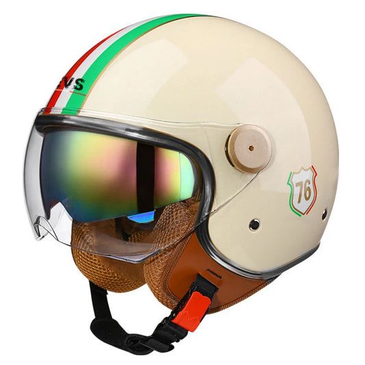 Lightweight Vintage Motorcycle Helmet With Dual Visor Motorbike Riding 3/4 Open Half Helmet Retro Casco Moto 3C & Dot