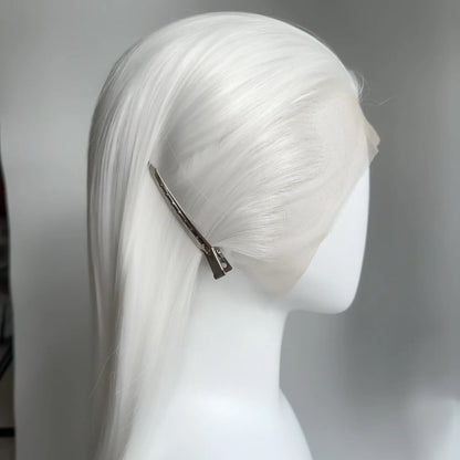 White Lace Front Wig for Women 26Inch Long Straight Synthetic Lace Wigs Heat Resistant Fibers for Cosplay Party Natural Hairline