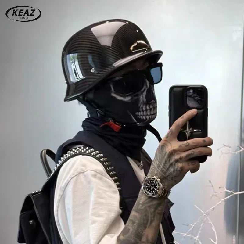 Newest Trend Motocycle Helmets Carbon Fiber Half Face Helmet Ultra Lightweight Carbon Shell Safety Cap DOT Approved 1/2 Helmet