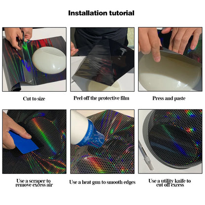 Laser Blue Carbon Fiber Car Stickers Glossy Holographic Color Change Film Self-Adhesive Vinyl Car Wrap Cover Air Release Foil