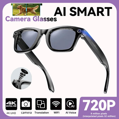 2025 New 800W Camera Glasses Bluetooth Smart Glasses with Camera Voice Call Music Smart Sunglasses Video Sound Record AI Glasses