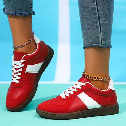 Comfort Flat Heel Non Slip Sneakers Women 2025 Autumn Mix Color Lace Up Sports Shoes Woman's Breathable Soft Sole Running Shoes