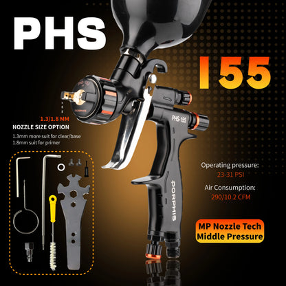 Original PORPHIS MP PHS-155 Paint Spray Gun Professional Automotive Paint Gun For Car Painting Repair Spray Gun Pneumatic tool