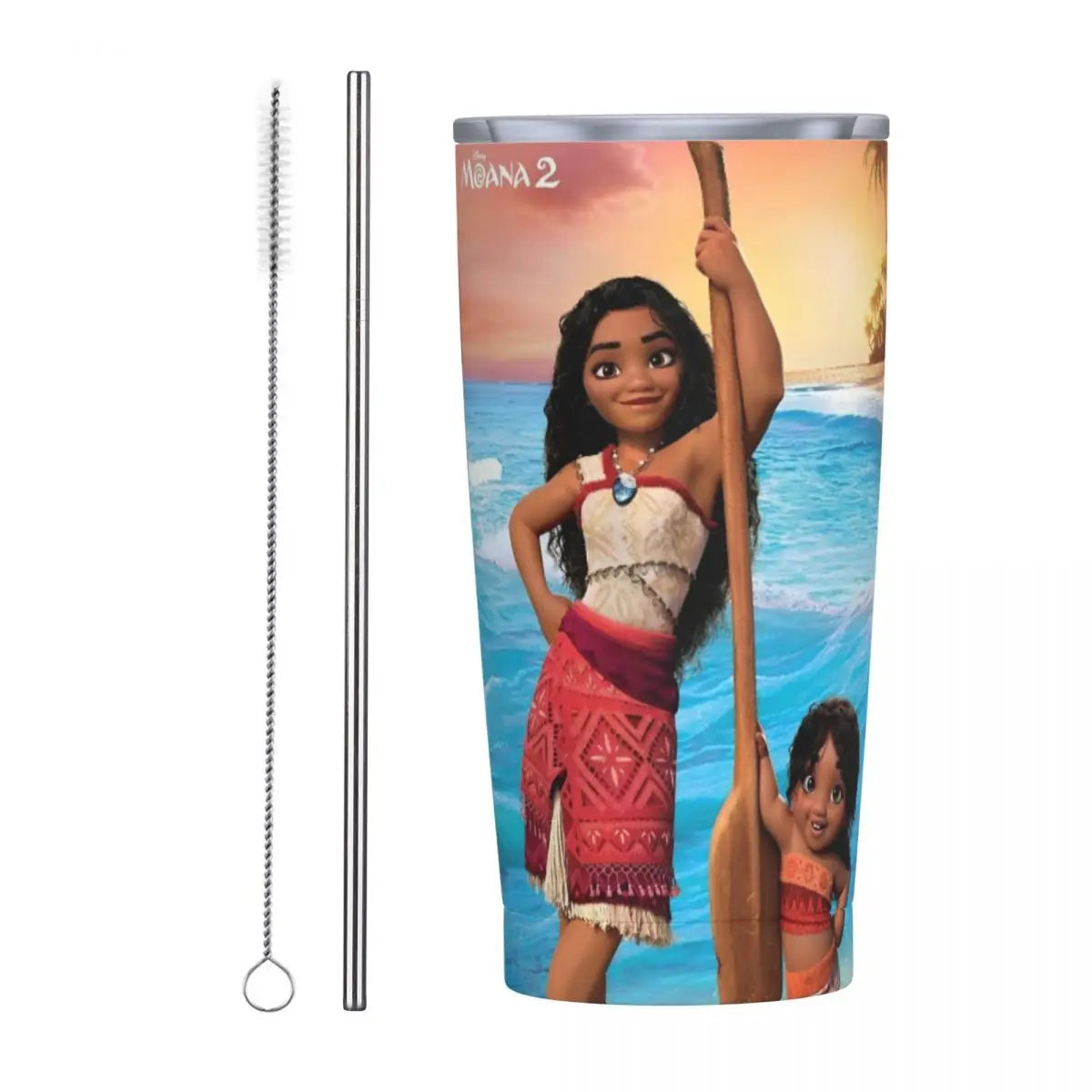Moana and Pua Cartoon Movie Insulated Tumbler with Straws Stainless Steel Coffee Mugs Double Wall Car Bottle Cups 20oz