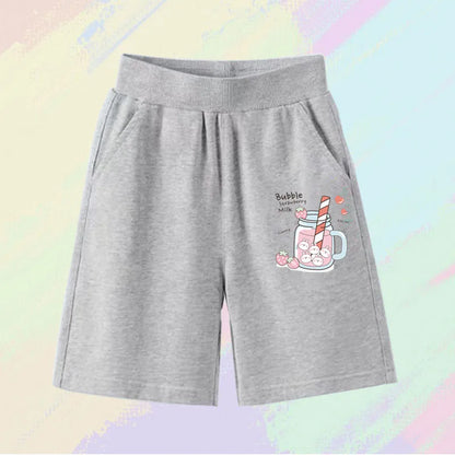 2025 Girls Summer Cat Ear Print Shorts Kids Elastic Waist Beach Short with Pocket Sports Short Pants Kids Cute Clothes 3-14y