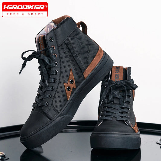 Motorcycle Riding Shoes Men's and Women Casual Short Boots Fall-proof Breathable Riding Boots Protective Motorcycle Ankle Boots