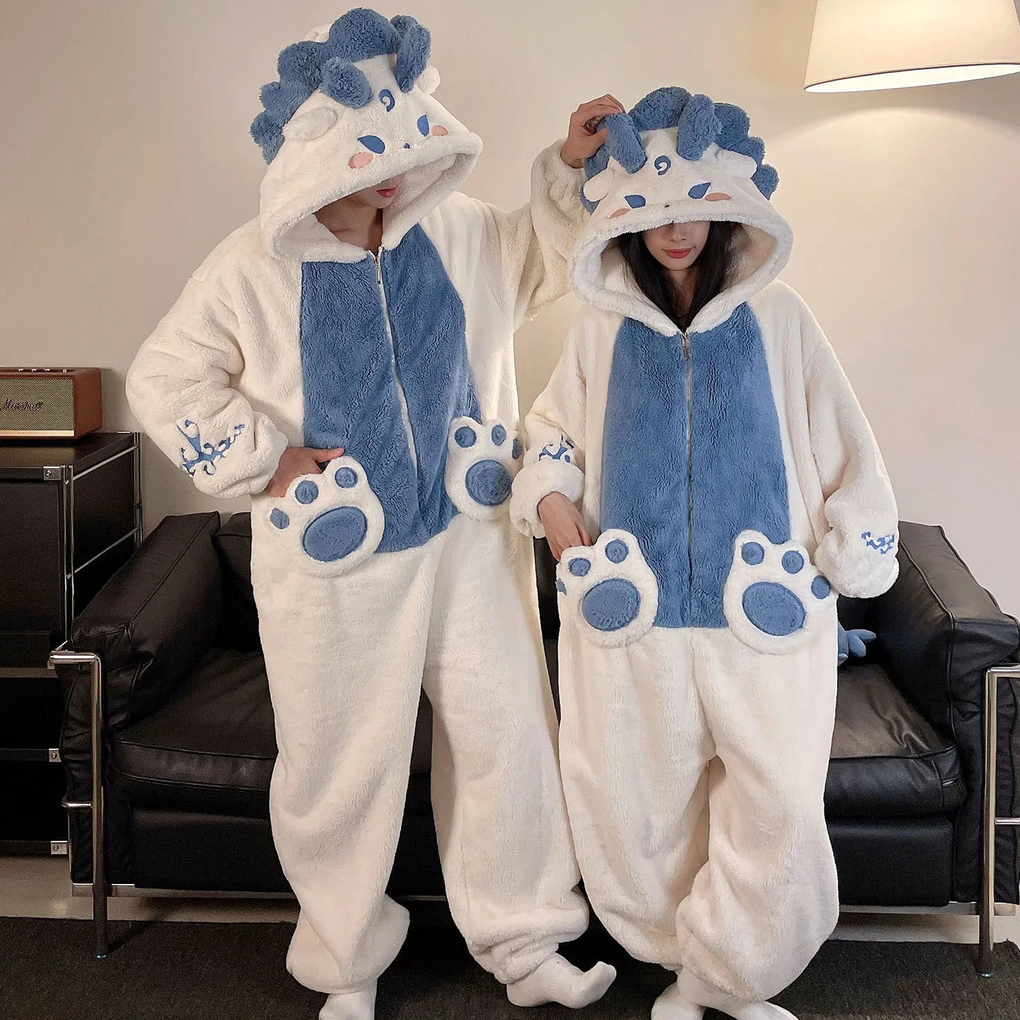 Kigurumi Adults Winter Sleepwear Women Men Pajamas Animal Onesie Thicken Couples Pijamas Cartoon Night Wears For Women Homewear