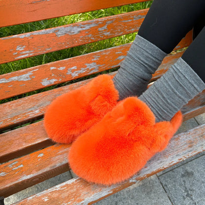 New Clogs Slippers Faux Mink Fur Slippers Women Shoes Woman 2025 Trend Plush Slipper Winter Warm Luxury Designer Shoes for Women