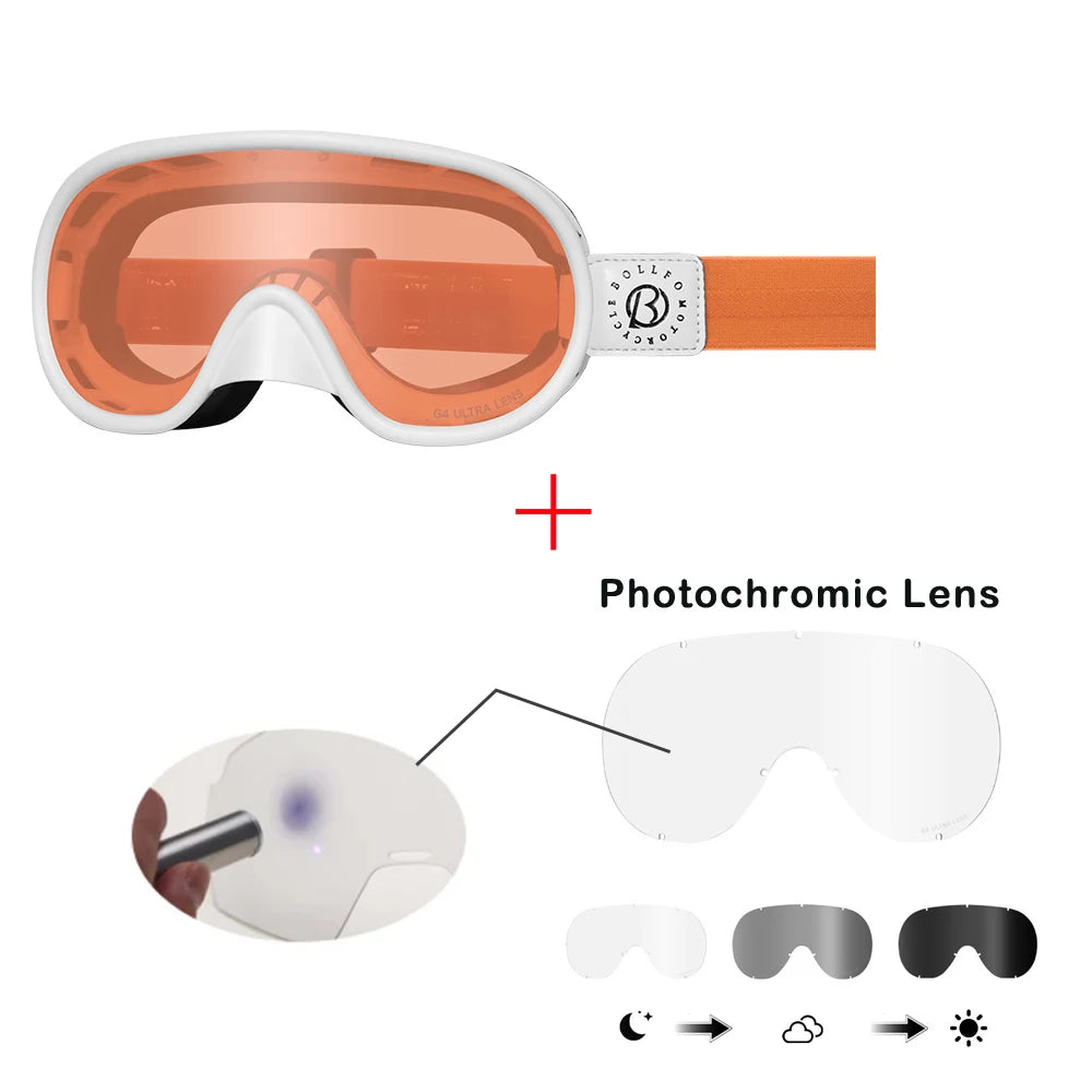 Vintage Motorcycle Goggles Over Glasses Photochromic UV400 Dirt Bike Goggles for Men Women Dual-Cycle Defogging Racing Glasses