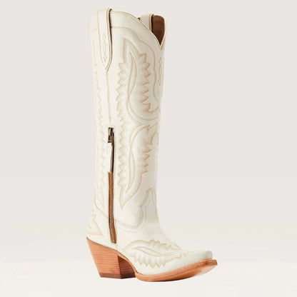 Women Western Cowboy Style Boots Pointed Thick High Heels Knee Length Embroidered Boot Autumn Block Heel Retro Casual Shoes