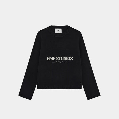 2026 EME Studio Winter Spain Version Of The Letter Printed Shirt New Unisex Loose Couple Personality Casual Fashion Sweater