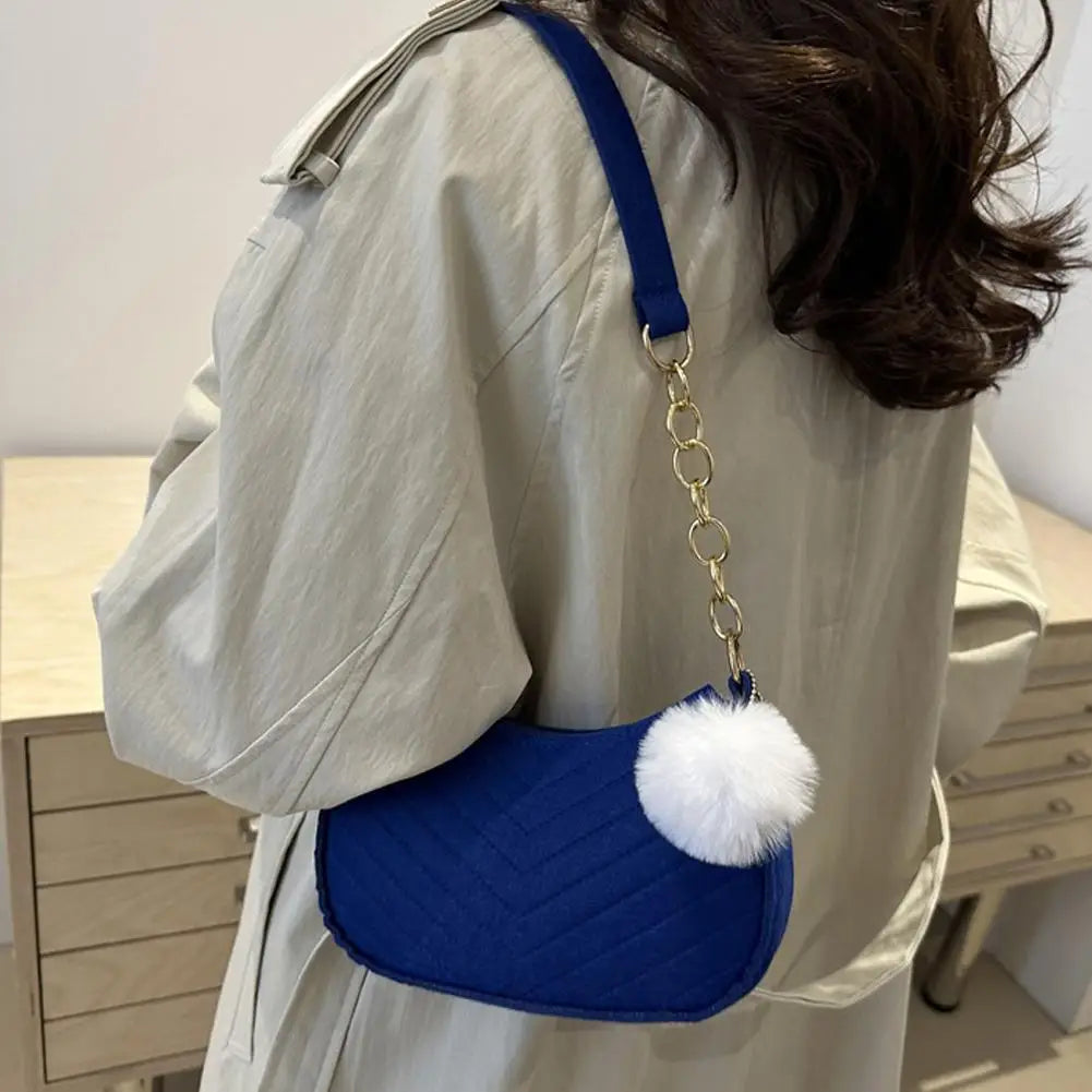 Mini Women Shoulder Bags Fashion Felt Women's Bag Design Advanced Underarm Handbags Mini Saddle Bag