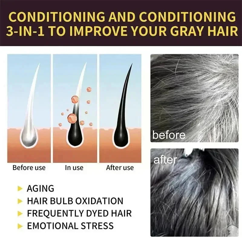 Natural Herbal Hair Dye Shampoo 3 in 1 Hair Color Shampoo Non-irritating Lasting Repair Nourish Gray White Hair Care Women Men