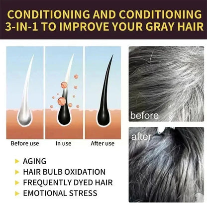 Natural Herbal Hair Dye Shampoo 3 in 1 Hair Color Shampoo Non-irritating Lasting Repair Nourish Gray White Hair Care Women Men