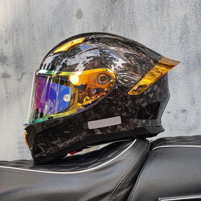 ORZ Carbon Fiber Motorcycle Helmet Four Seasons Full Face DOT Approved Unisex