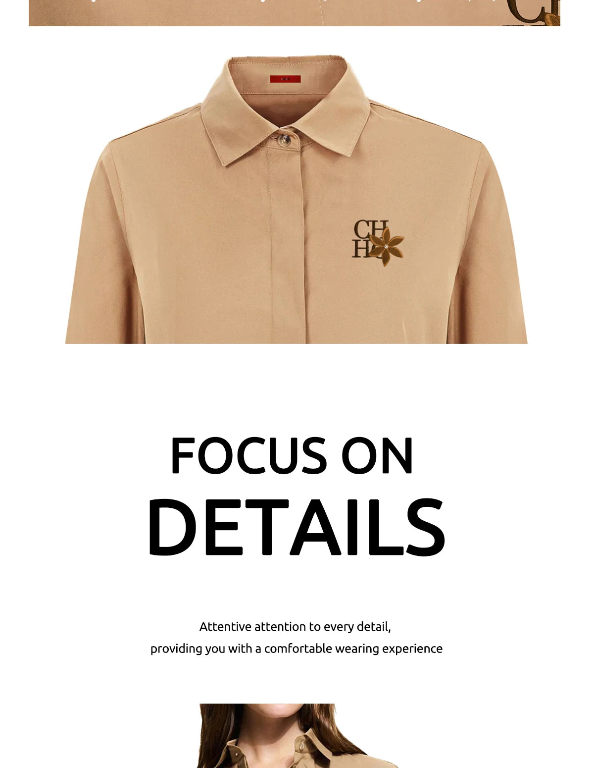CHCH 2024 Fashion New Shirt Office Lady Shirt Women's Elegant Blouse Lapel Long Sleeve Leisure Commuting Top Female Clothing