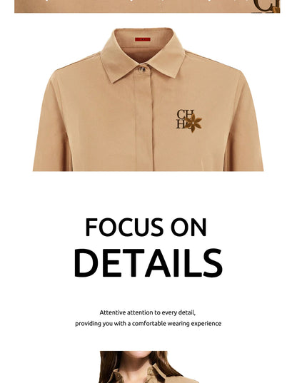CHCH 2024 Fashion New Shirt Office Lady Shirt Women's Elegant Blouse Lapel Long Sleeve Leisure Commuting Top Female Clothing