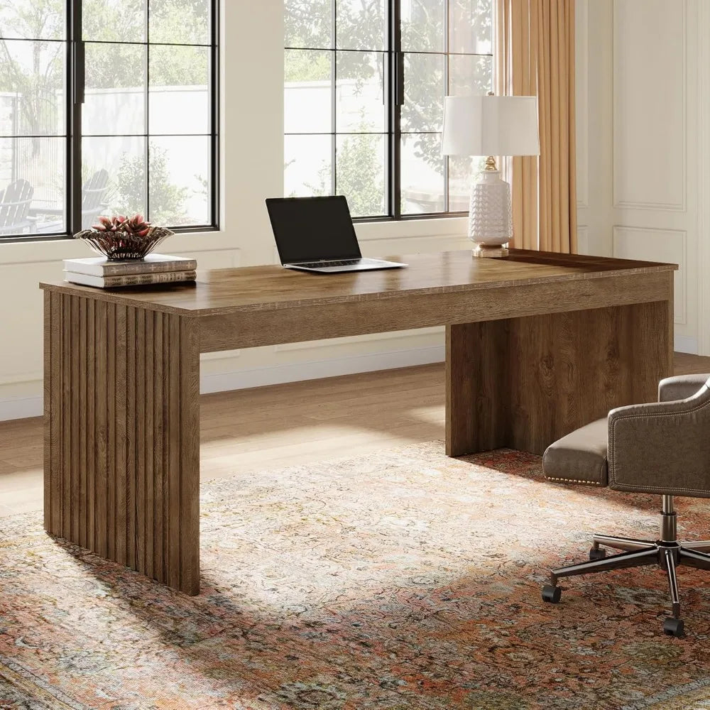 Large 63-Inch Office Computer Desk, Modern Executive Study Writing Table, Business Furniture for Home Workstation