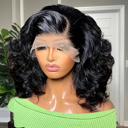 Body Wave Short Bob 13x6 Transparent Lace Front Human Hair Wigs 5x5 13x4 HD Pre Plucked Lace Frontal Wig For Women 200% Density