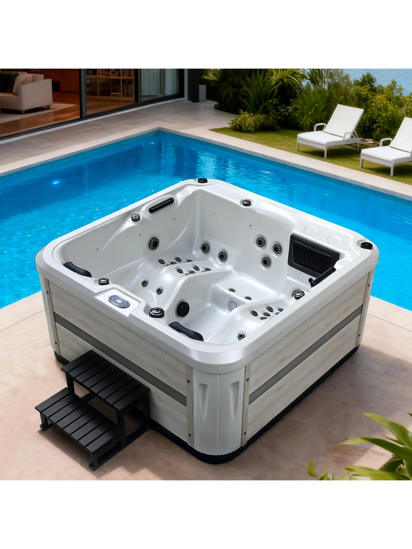 Outdoor Portable Massage Spa, 130 Jet Inflatable Hot Tub Pool, Heated Whirlpool for Couples & Garden Party