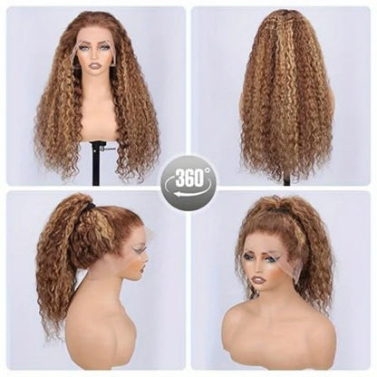 360 4/27 Full Lace Wig Human Hair Invisible Strap 250 Density Deep Wave HD Lace Frontal Wig Human Hair Pre Cut Curly 360 Wigs