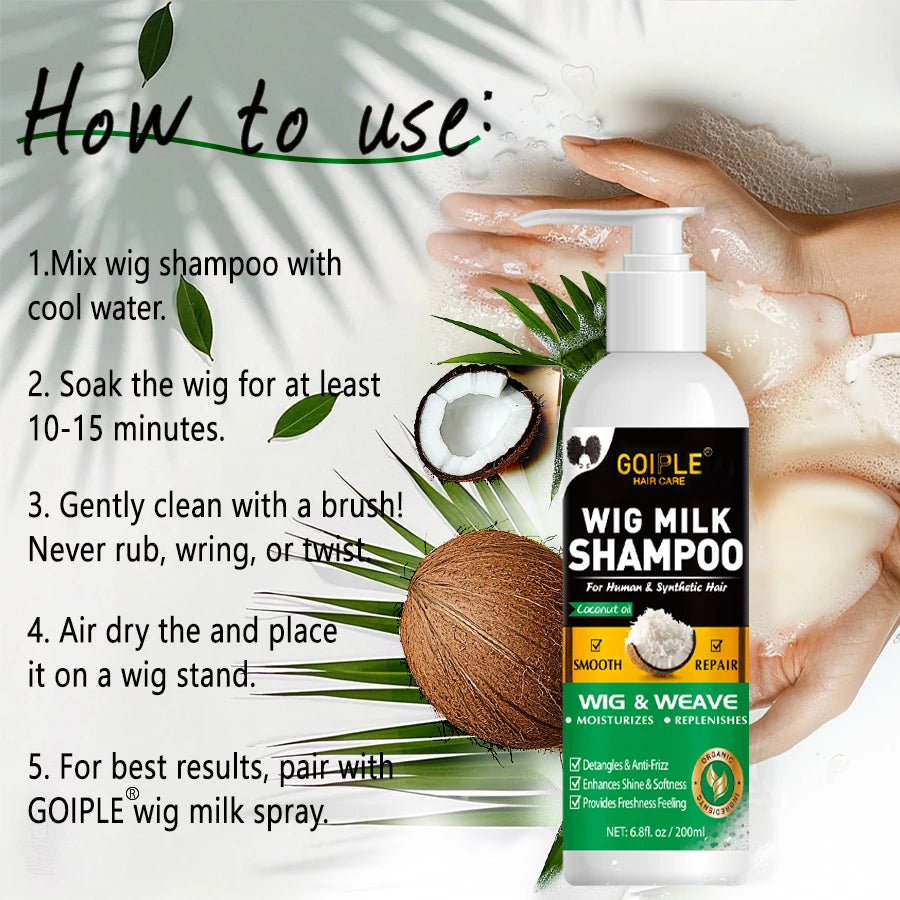 Wig Care Spray Kit Shampoo Cleaner for Synthetic Wig Care Solution Detangle Moisturize Leave-in Conditioner with Lace Front Glue
