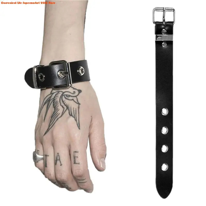 E06E Cool Punk Bracelets Men Women Retro Bracelet Adjustable Wrist Belt Buckle Styles Cuff Bangle Bracelet for Party Club Daily