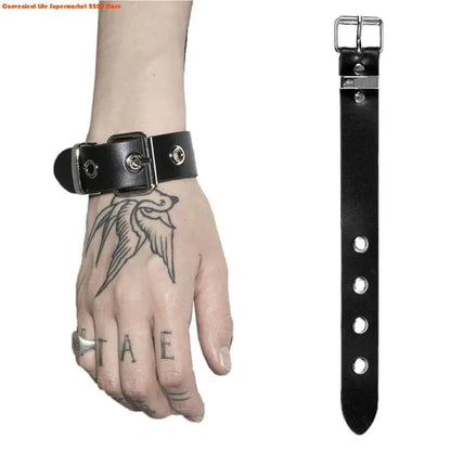 E06E Cool Punk Bracelets Men Women Retro Bracelet Adjustable Wrist Belt Buckle Styles Cuff Bangle Bracelet for Party Club Daily