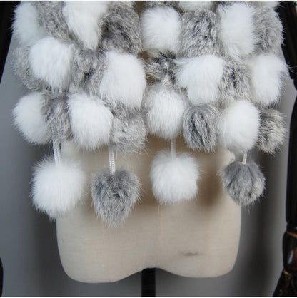 Women Winter Warm Real Rabbit Fur Scarf Hot Sale Natural Rabbit Fur Muffler 2025 Lady 100% Genuine Fur Scarves Wholesale Retail