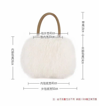 Wool Bag Cute And Versatile Winter Handbag Wool Large Capacity Woman Bags Relaxed Texture Furry Women Fashion Tote Shoulder Bag