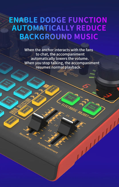 Portable device for computer and mobile live streaming, sound card, product promotion, and karaoke short videos