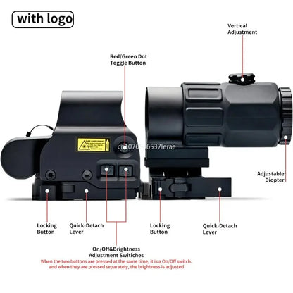Hot Sale 558 Holographic Collimator Red Dot Sight G43/G33 3X G45 5X Magnifier Airsoft Hunting Gear W/20mm Rail Mounts & QD Lever