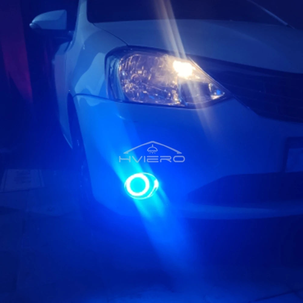 2Pcs Auto 30W Car Driving DRL Fog Lights COB Angel Eye 64/76/89mm Ambient Lamps Waterproof Daytime Running Bulb Headlight DC 12V