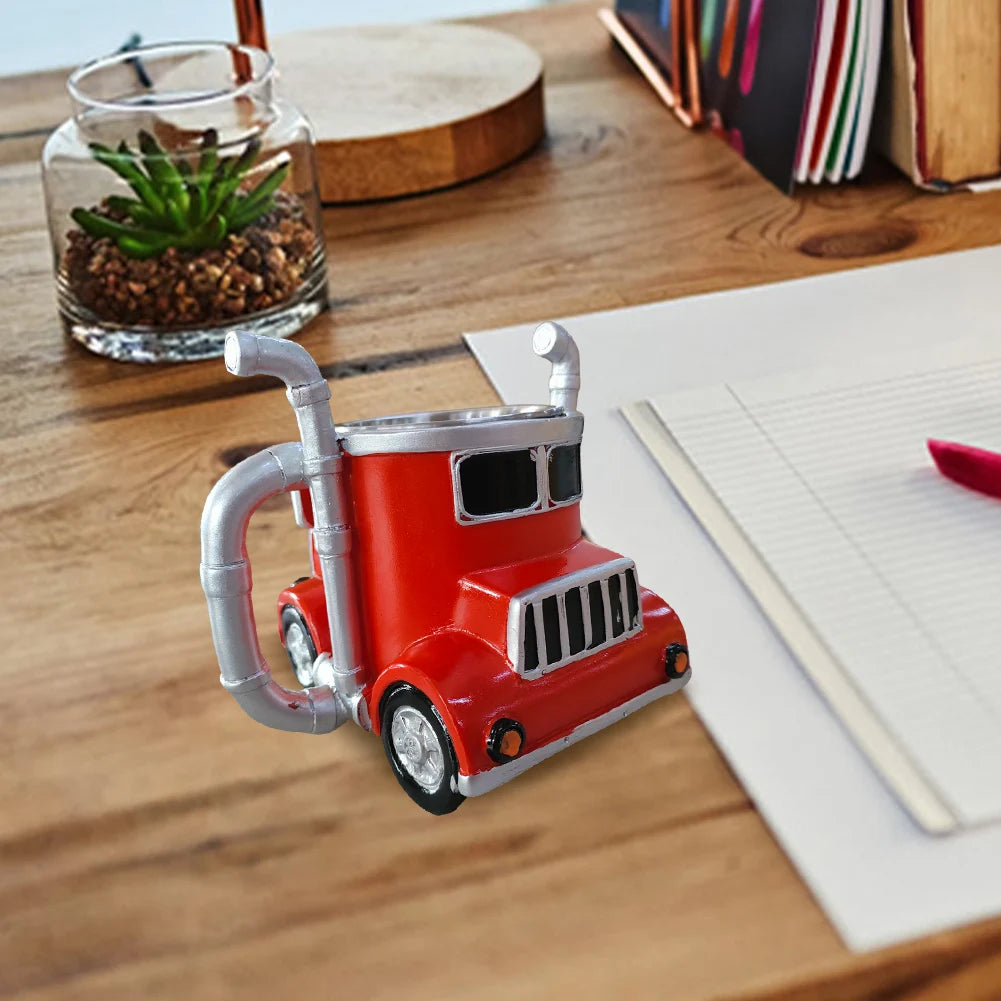 Semi-Truck Coffee Mugs 200-250ml Stainless Steel Creative Truck Coffee Cup Resin Coffee Mug Gifts for Coffee & Truck Lovers
