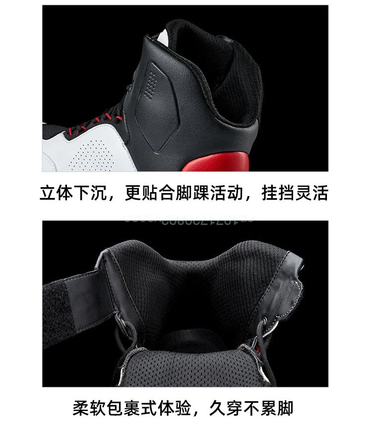 DUHAN  Motorcycle Boots Male Boots for Men Motocross Waterproof Anti Slip Fall Prevention Mid Top Leather Cycling Riding Shoes