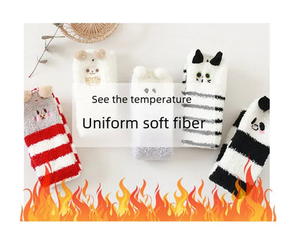 Snug Fleece Over Knee Socks Plush Cozy Winter Fall Sweet Long Female Hosiery Soft Fuzzy Leg Covers Floor Wear2024 New Bulk Deal