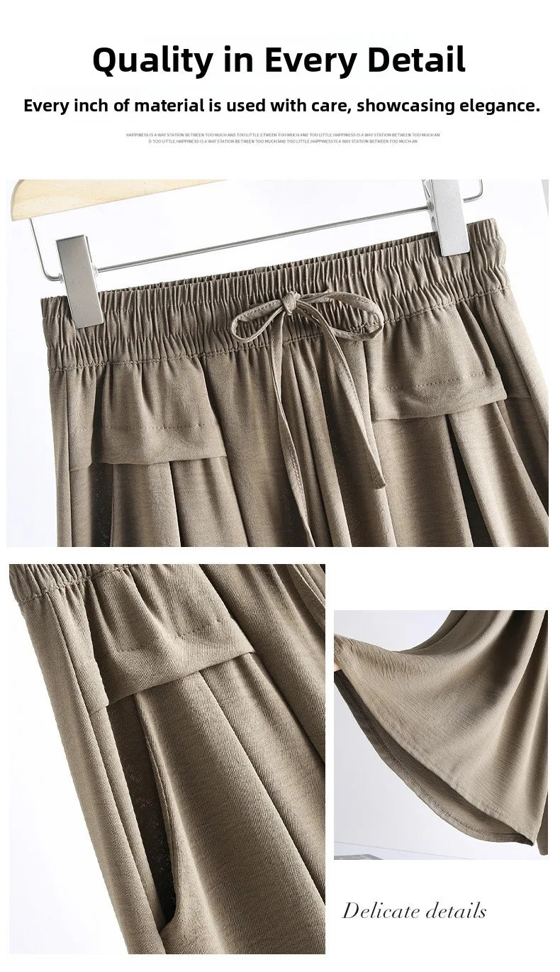 High Waist Wide Leg Seven-Foot Pants Women's Summer 2026 New Style Loose Comfortable Casual Trousers Skirt Pants