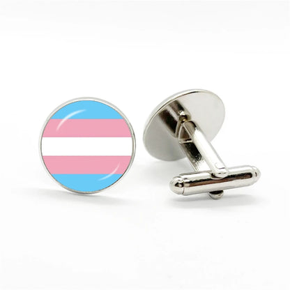 LGBT Rainbow Pride Cufflinks Man High Quality Jewelry Accessories Gay Pride Rainbow Flag Photo Suit Shirt Cuff Links Gift