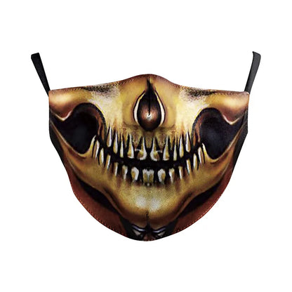3D Printed Horror Skull Pattern Mask Ghost Zombie Half Face Masks Unisex Adjustable Party Mascara Halloween Carnival for Adult