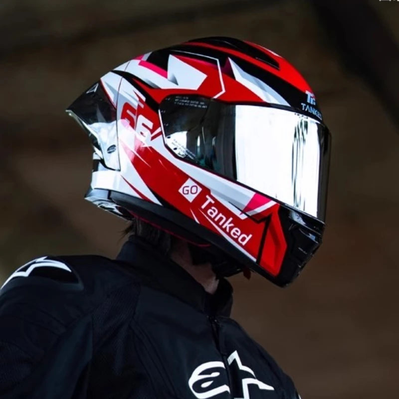 TANKED Motorcycle Helmet DOT ECE2206 Helmets Street Racing Capacete Pink Visor Double D Buckle Women Casco Moto S M  LCascos