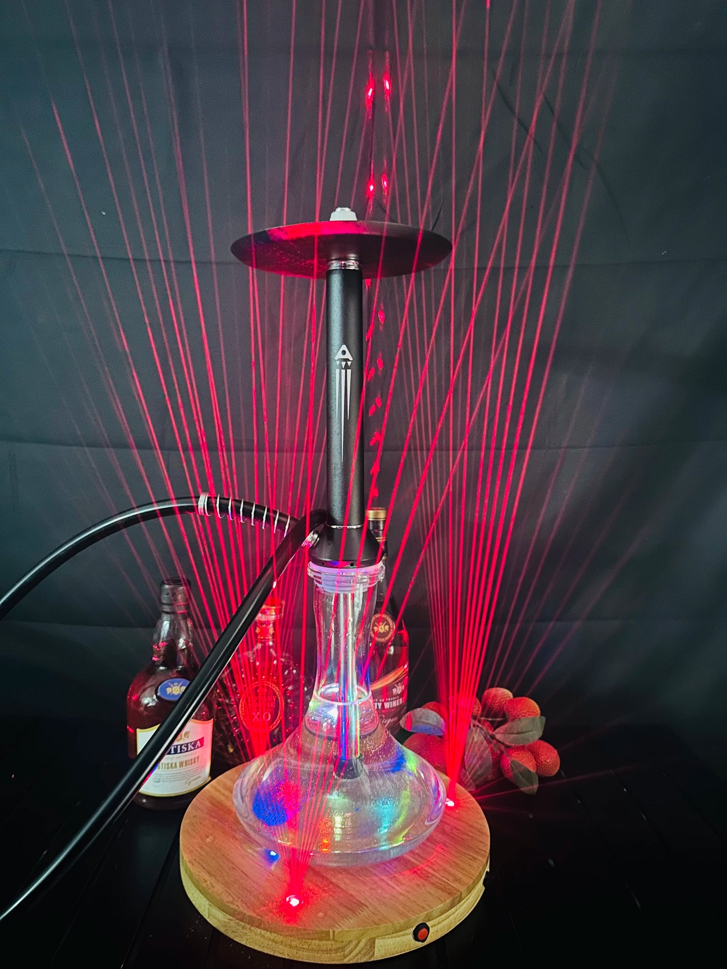 LED Smoking Table Lamp with Laser Light & Charging Base for Hookah Portable Neon Smoke Glow Lamp for Bar Party Laser Effects