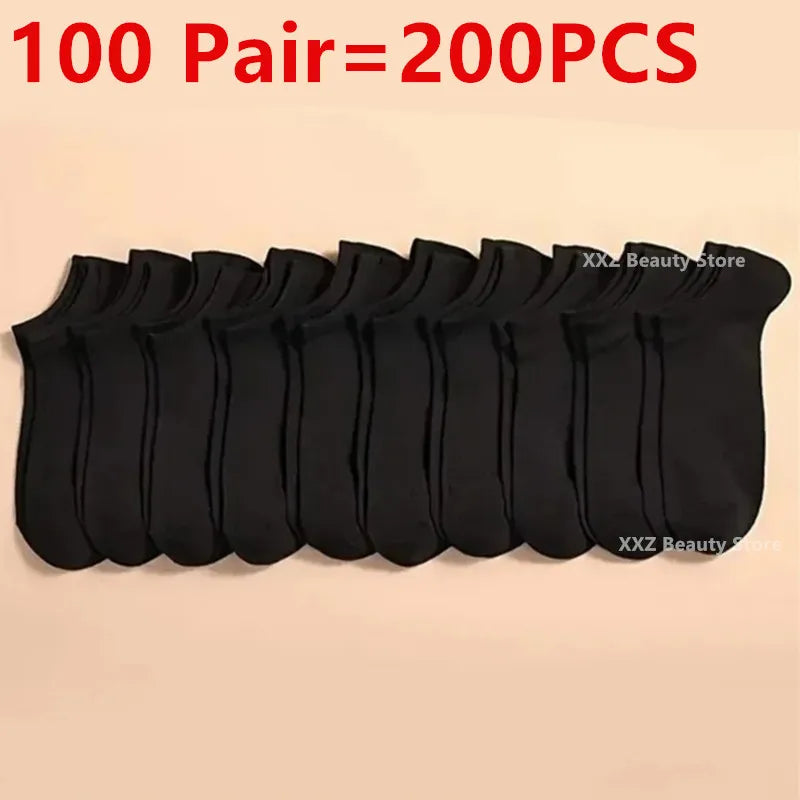 50/100 Pairs Solid Color Breathable ﻿Sock Women Men Boat Socks Invisible Low Cut Non-slip Summer No-show Ankle Socks Wholesale