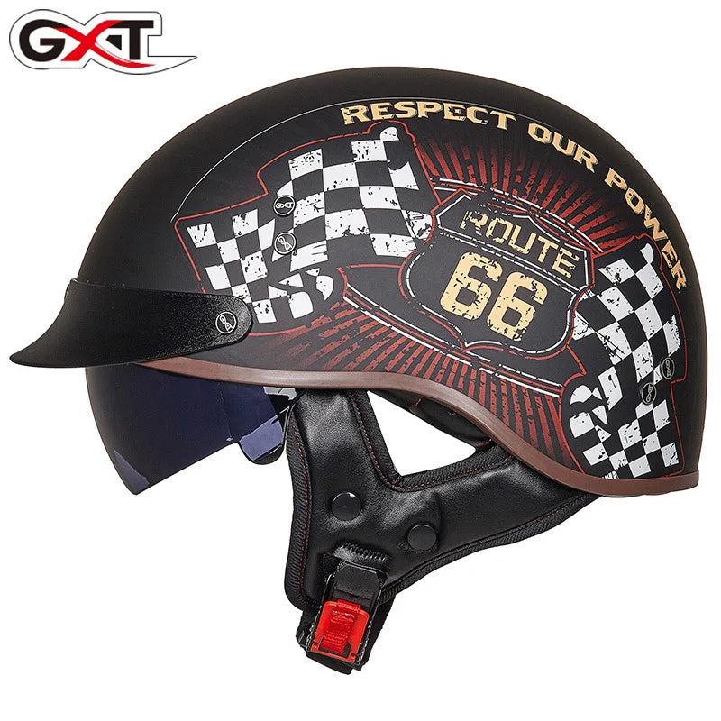 Retro Half Helmet Motorcycle Cruiser Helmet German Style Vintage Casco Moto Open Face Chopper Biker Pilot DOT Capacetes Para