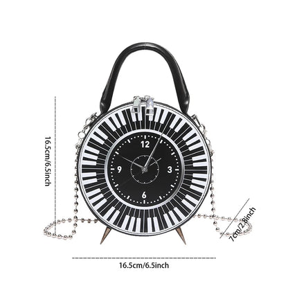 Fashion Cross body Bags ladies Clock Shaped Leather black white Handbag for women