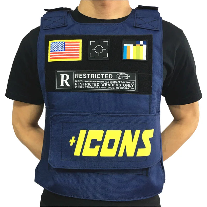 Hot Selling ICONS Oxford Casual Street Vest Sleeveless Men Multifunctional Singlet Adjustable Tactical Vest For Fishing Training